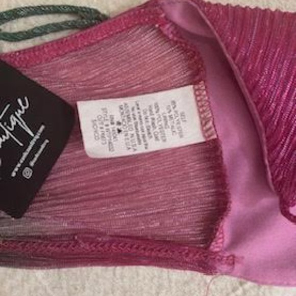 NWT -- WinWin Shimmery Tie-Front Spaghetti Strap Crop Top & Short Set, size S - Picture 7 of 7